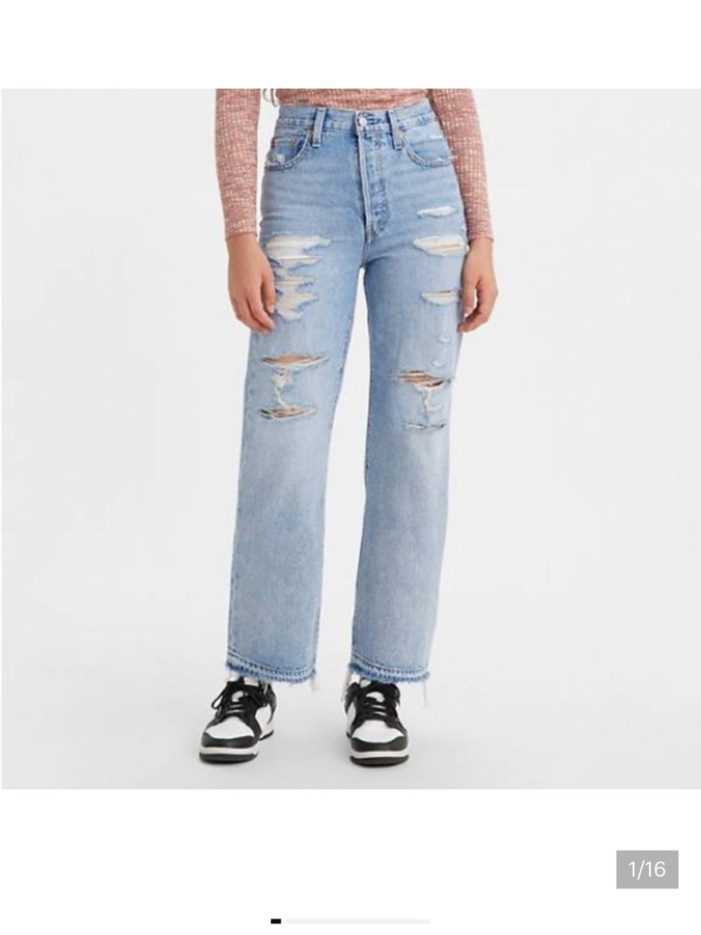 Levi's Light Blue Distressed Rib Cage Rise Jeans